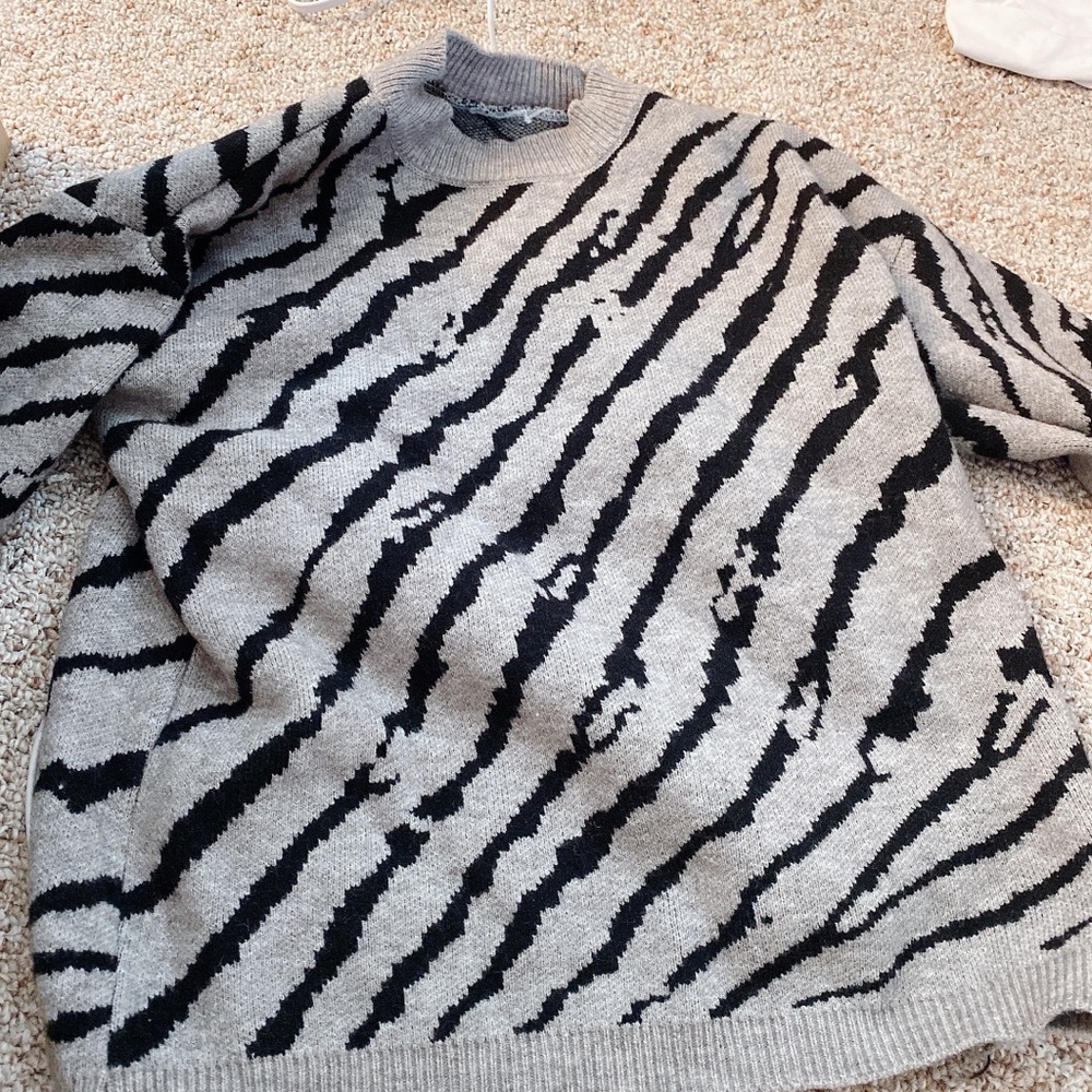 Tiger Striped Print Sweater